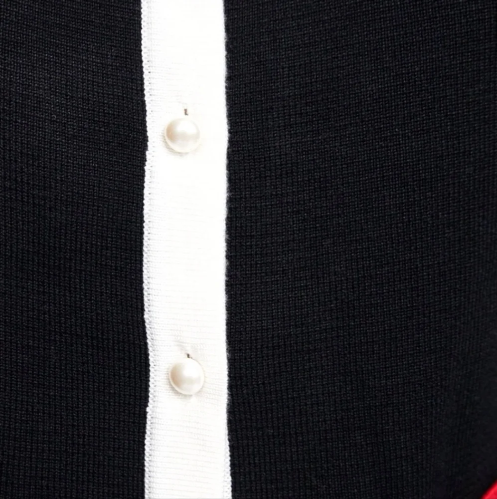 ZARA Black Cardigan w/ Faux Pearl Buttons with Matching Midi Skirt - Picture 6 of 13